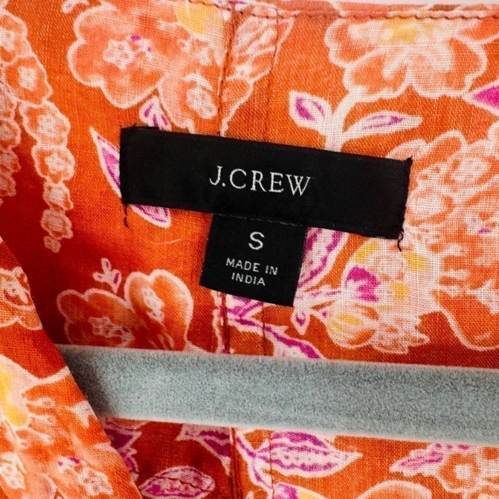 J.Crew Orange Floral Tunic Top Size S Boho Lightweight Long Sleeve - Picture 4 of 9